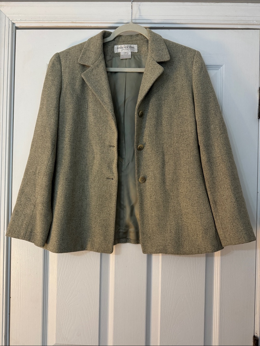 Jones New York Women's Taupe-Gray Wool Blend Blazer